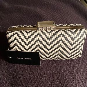 Black and white woven clutch!